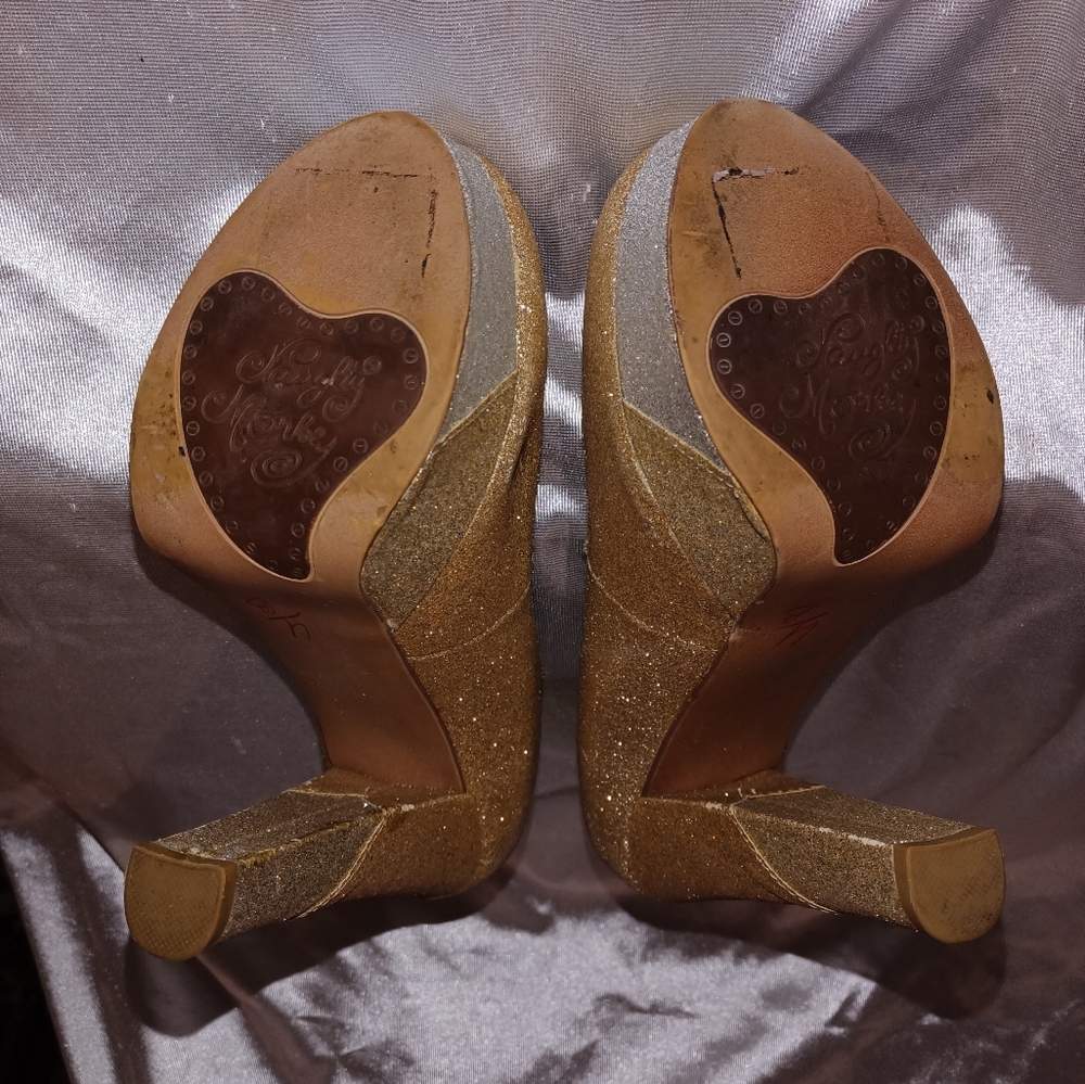Naughty monkey gold glitter with some silver glitter chunky platforms 6 - Picture 5 of 12